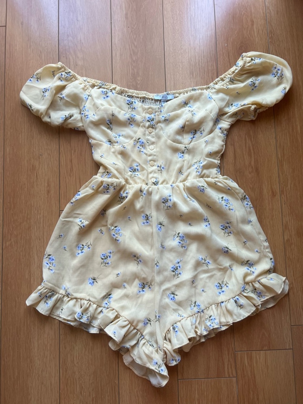 iris Yellow Floral Off-Shoulder Romper